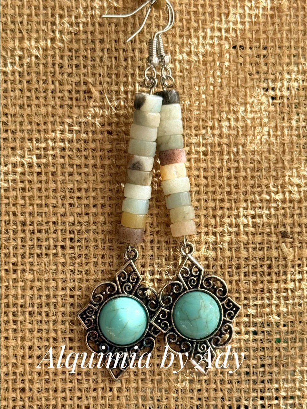 Alquimia Turquoise and Neutral Bead Drop Earrings